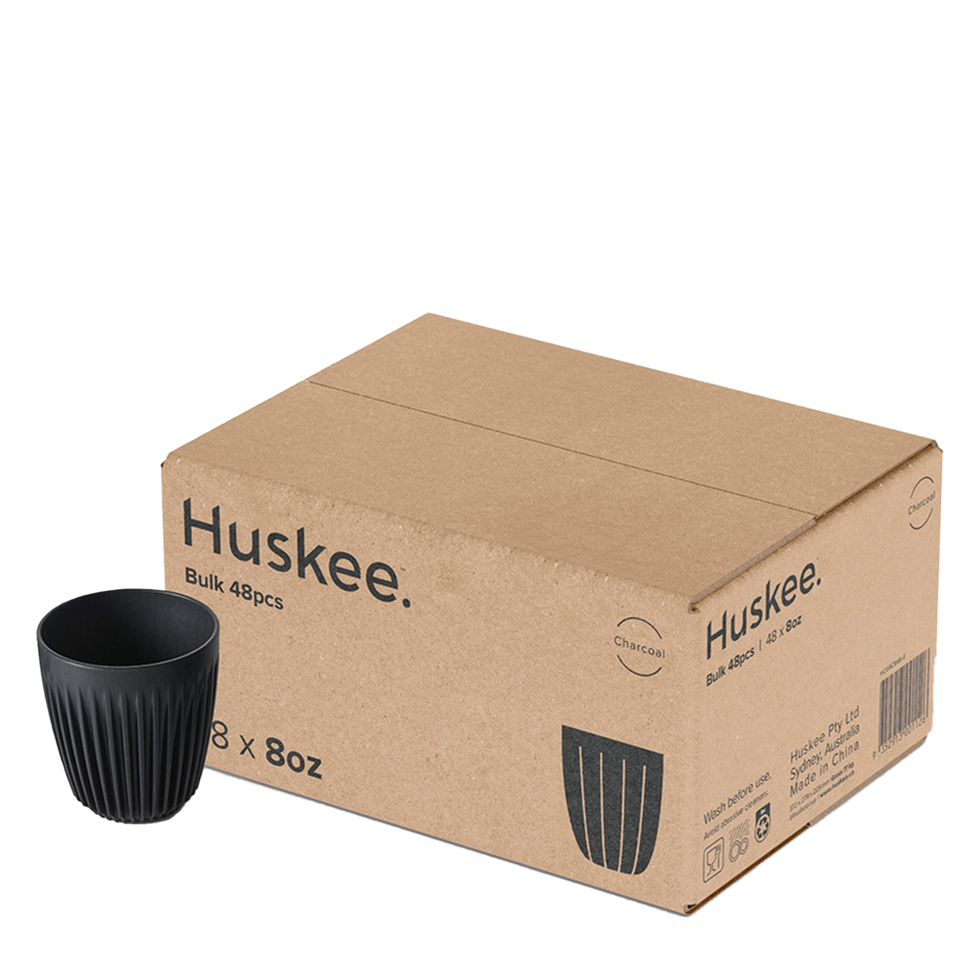 Mug 8oz Charcoal 48pcs - Huskee